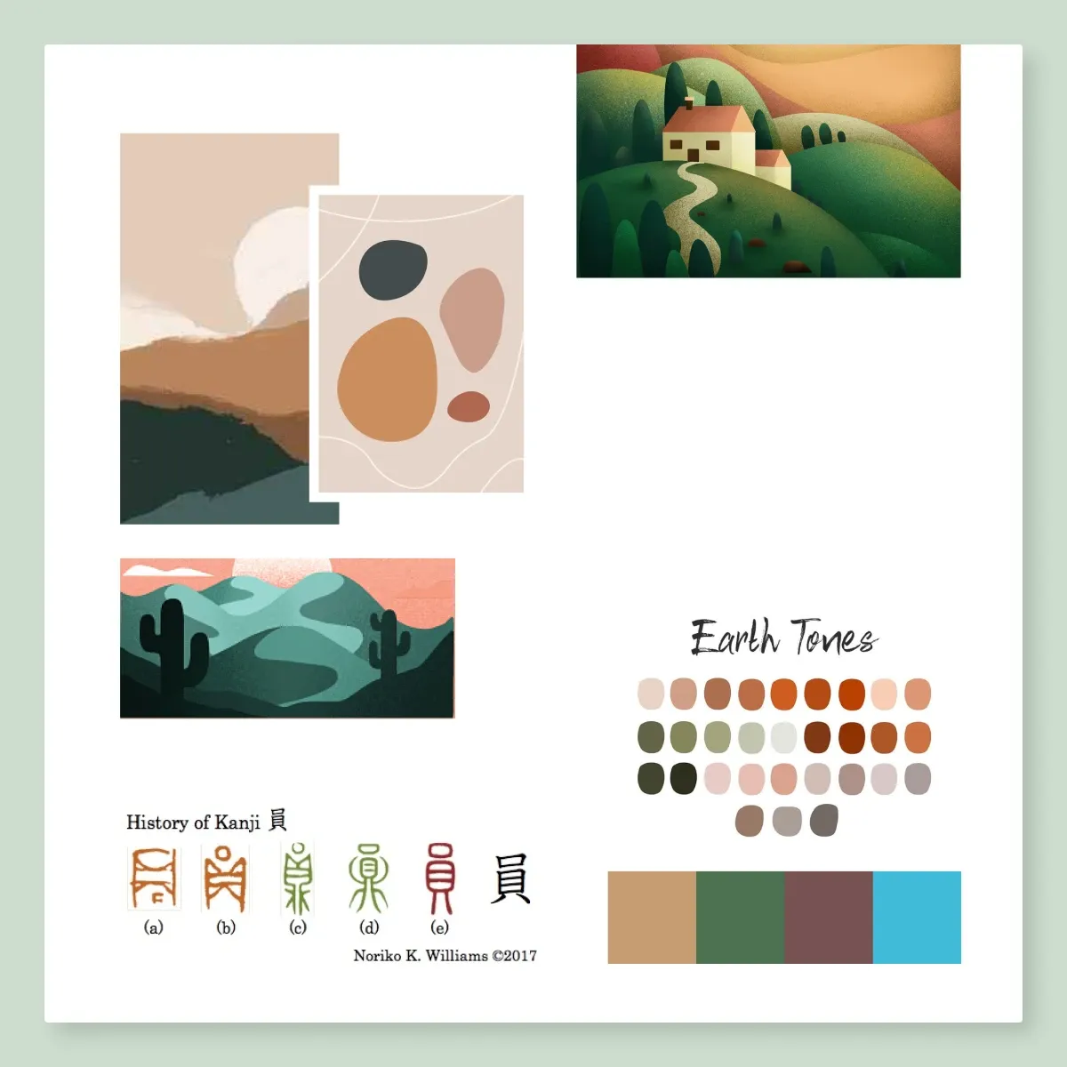 Moodboard for the kanji game