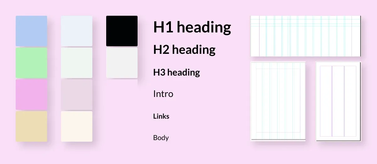 Color scale, typography and grid system