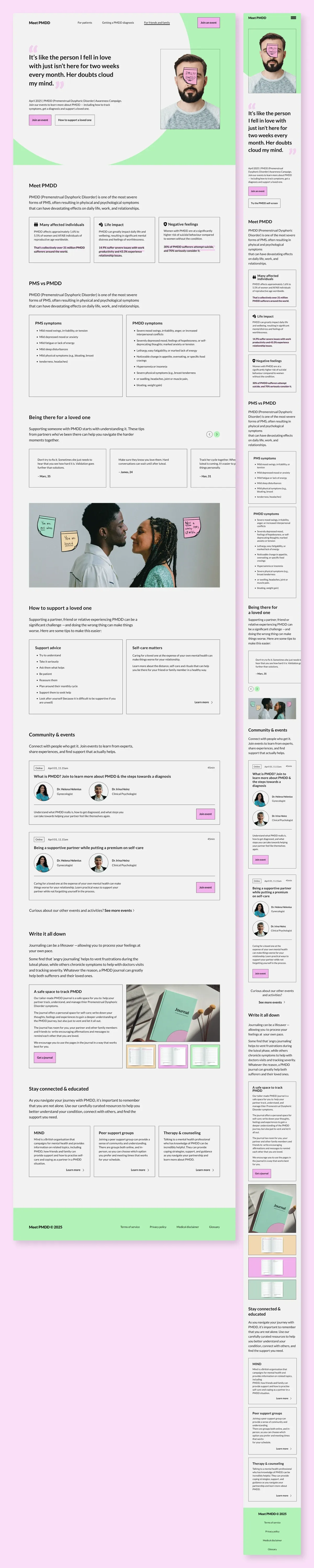 Meet PMDD landing page design