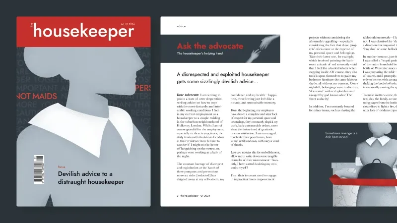 The Housekeeper typographic magazine spread